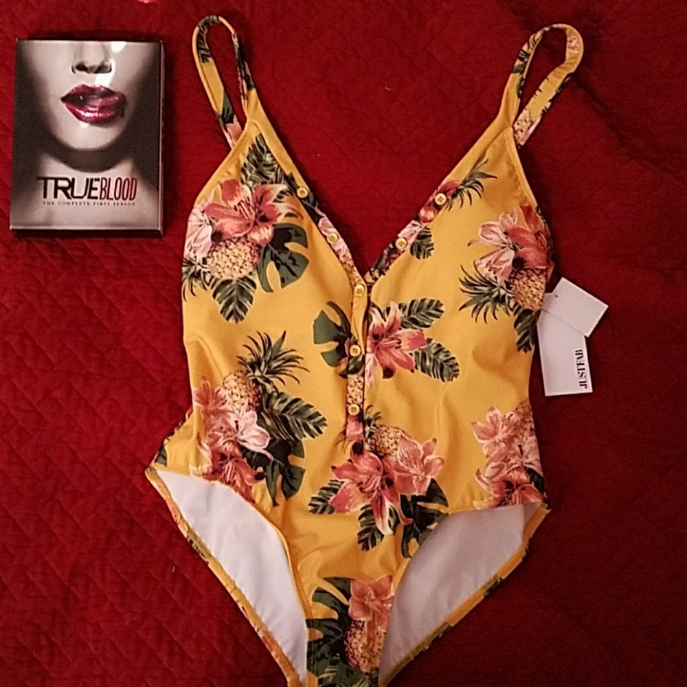 Yellow floral pineapple swimsuit
